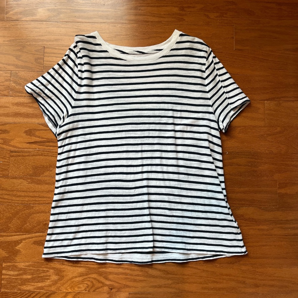 J. Crew Navy and White Striped Tee
